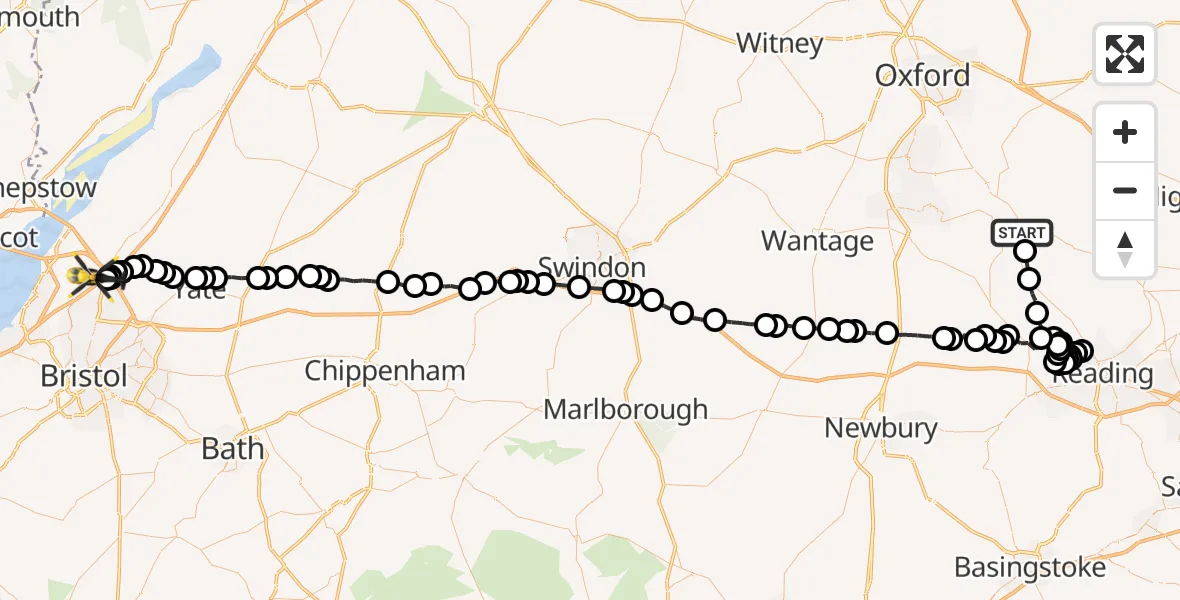 Flight route Police Helicopter Crowmarsh Gifford - Patchway, 23 June 2026, 12:19