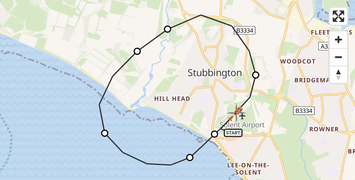 Flight route Coastguard Helicopter Solent Airport - Solent Airport, 23 June 2026, 15:26