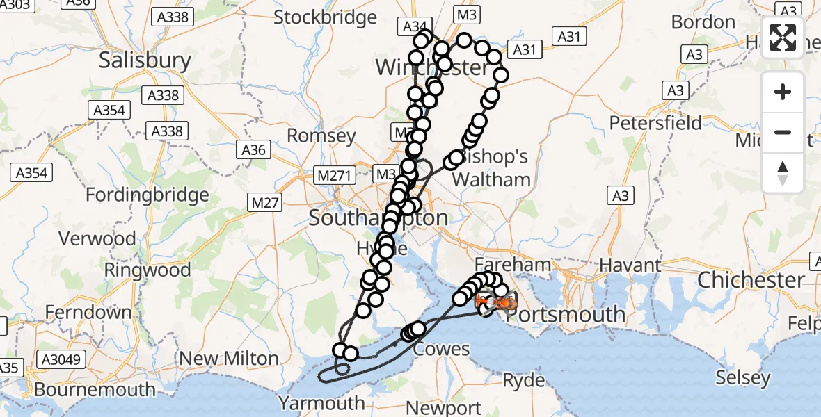 Flight route Coastguard Helicopter Solent Airport - Solent Airport, 23 June 2026, 15:46
