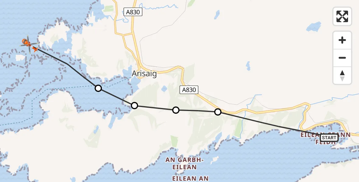 Flight route Coastguard Helicopter Highland - Inner Seas, 23 June 2026, 16:18