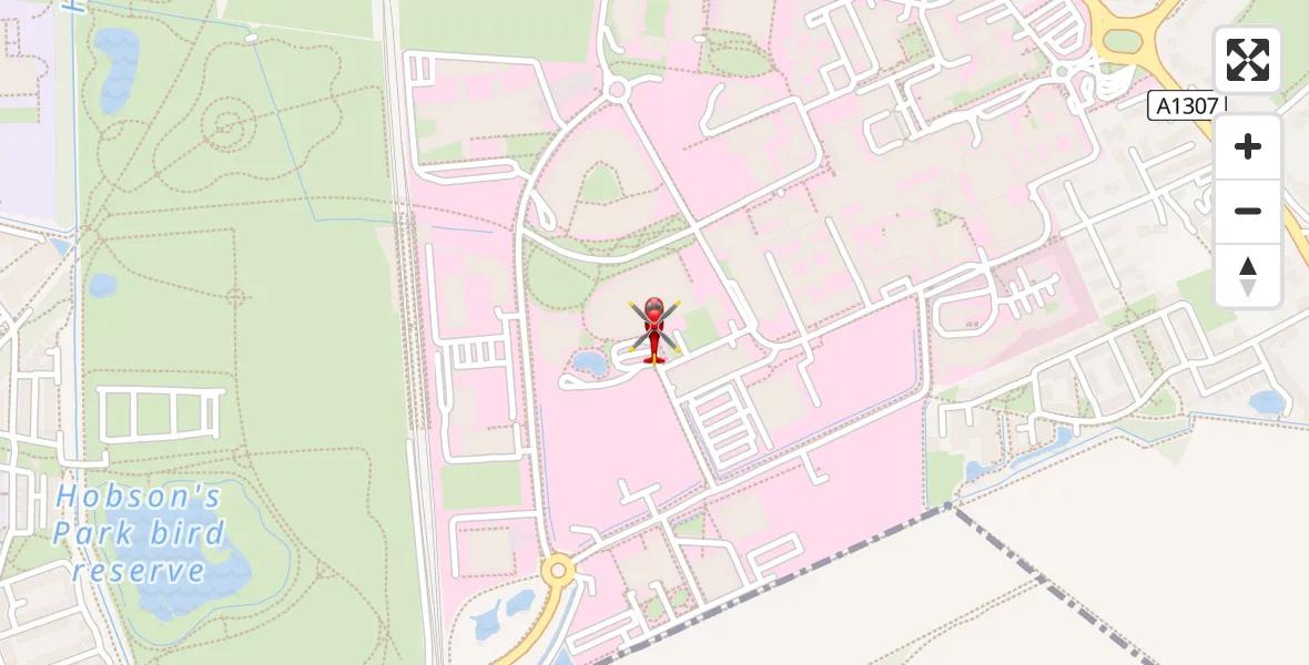 Flight route Air Ambulance Helicopter Papworth Hospital - Papworth Hospital, 23 June 2026, 18:06