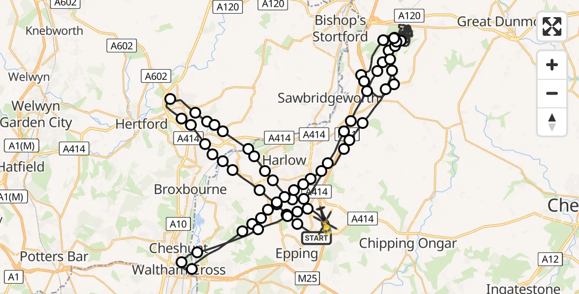 Flight route Police Helicopter North Weald Bassett - North Weald Airfield, 23 June 2026, 19:54