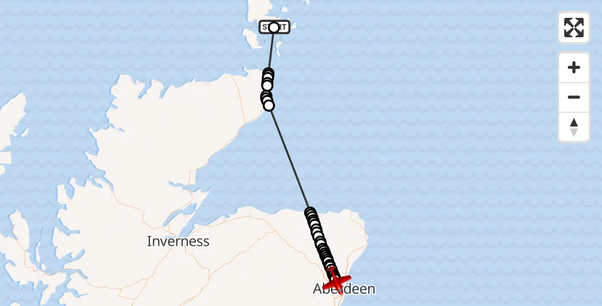 Flight route Air Ambulance Aircraft Foveran - Aberdeen International Airport, 23 June 2026, 20:09