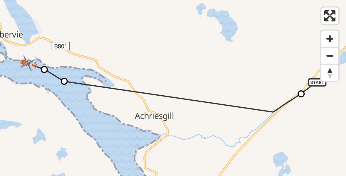 Flight route Coastguard Helicopter Highland - Kinlochbervie, 23 June 2026, 21:12