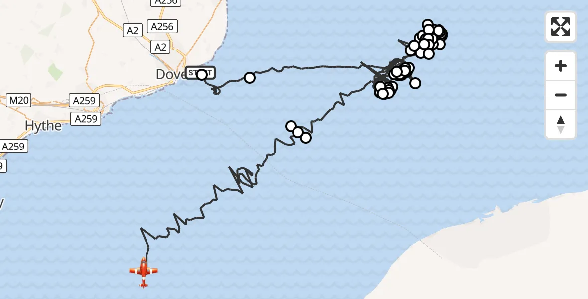 Flight route Coastguard Drone Dover - English Channel, 24 June 2026, 02:26