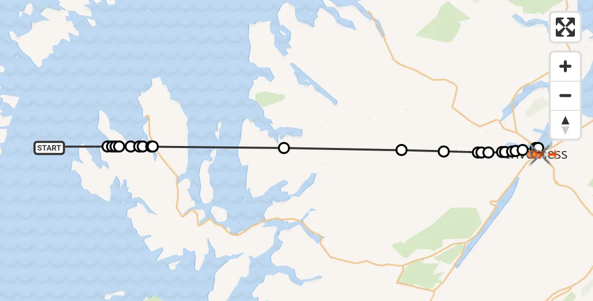 Flight route Coastguard Helicopter Inner Seas - Inverness, 24 June 2026, 02:41