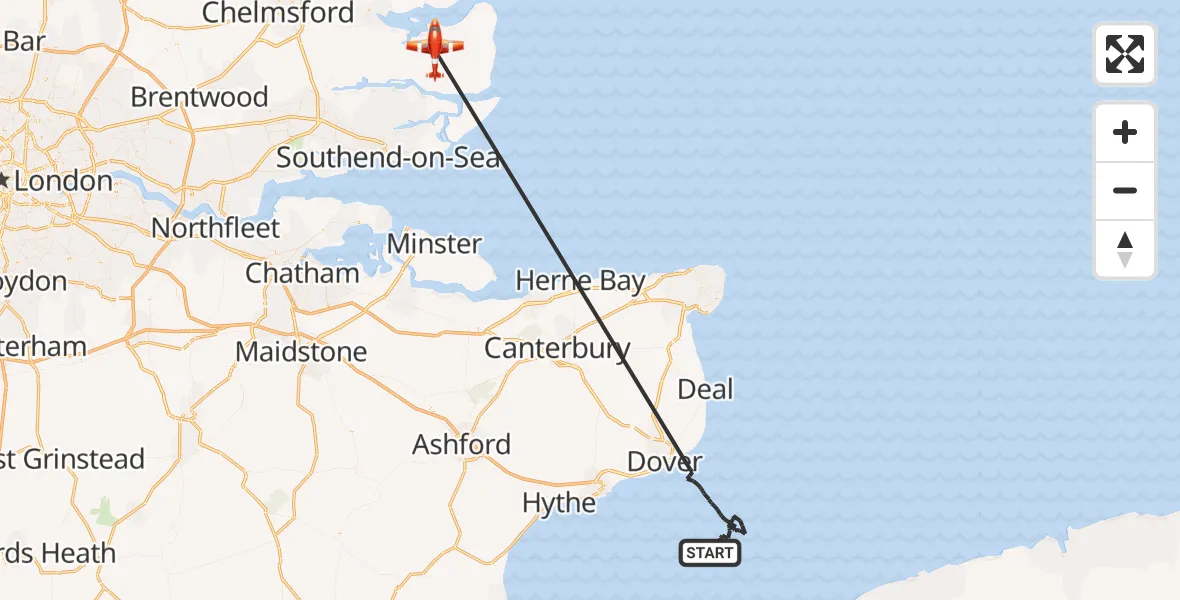 Flight route Coastguard Drone English Channel - Maldon, 24 June 2026, 05:40