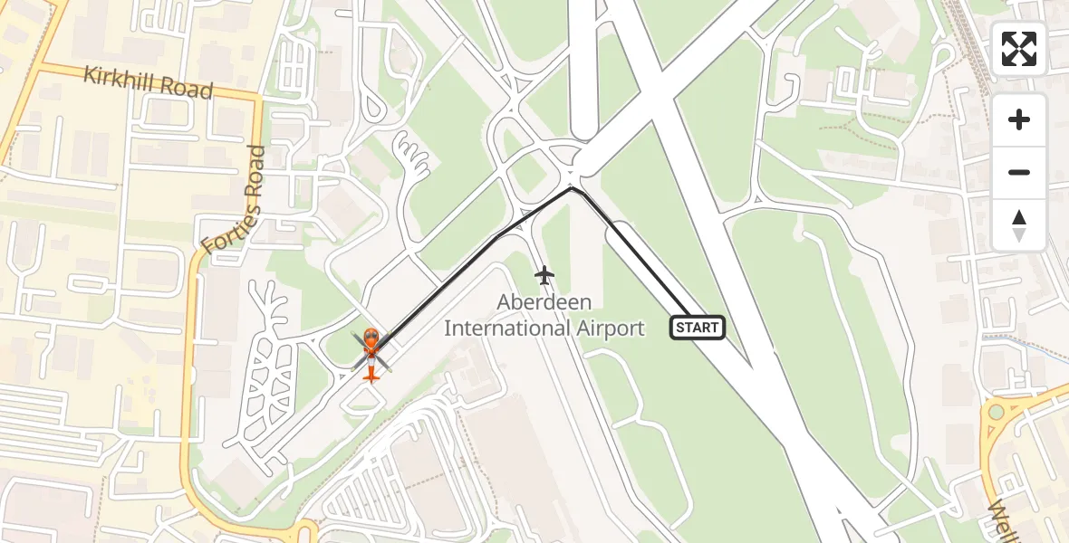 Flight route Coastguard Helicopter Aberdeen International Airport - Aberdeen International Airport, 24 June 2026, 10:12