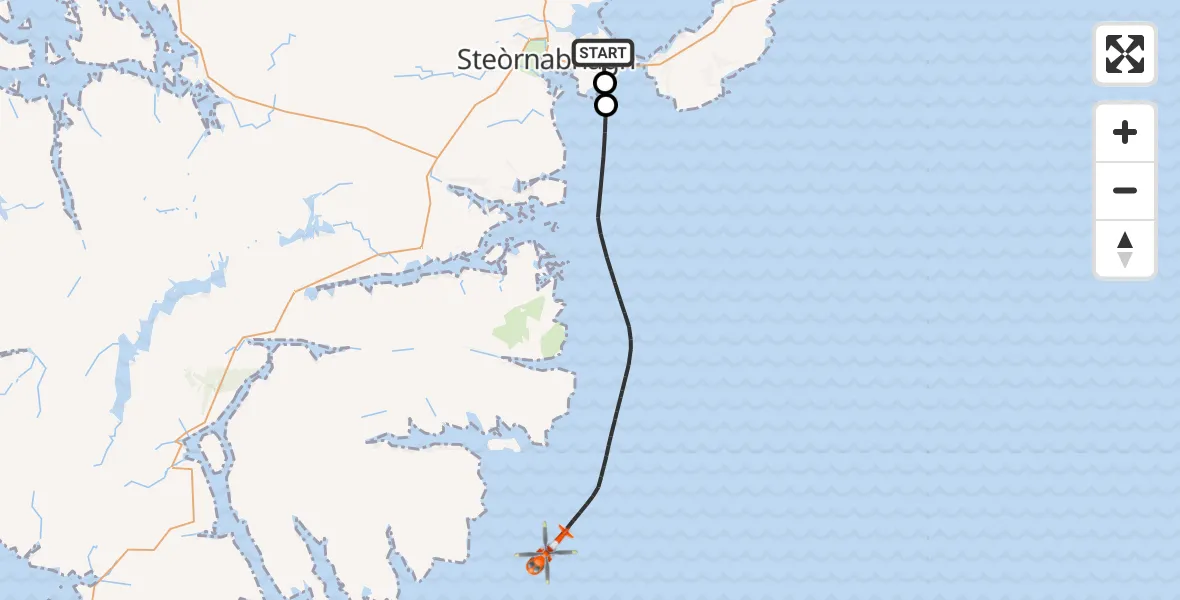 Flight route Coastguard Helicopter Stornoway Airport - Inner Seas, 24 June 2026, 14:02