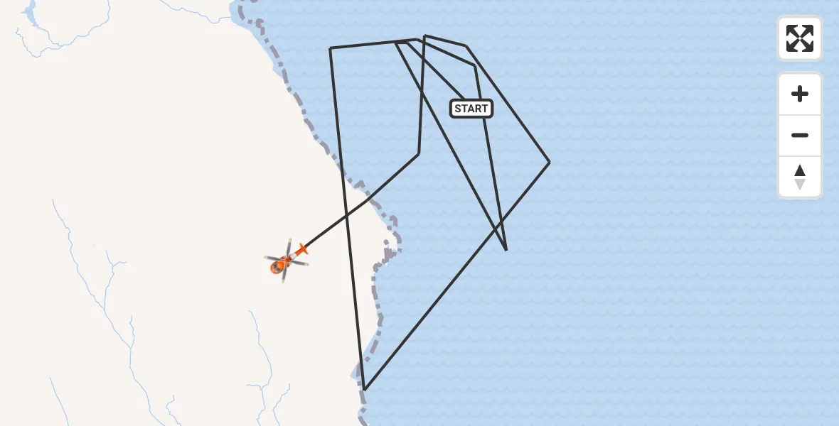 Flight route Coastguard Helicopter Inner Seas - Inner Seas, 24 June 2026, 14:51
