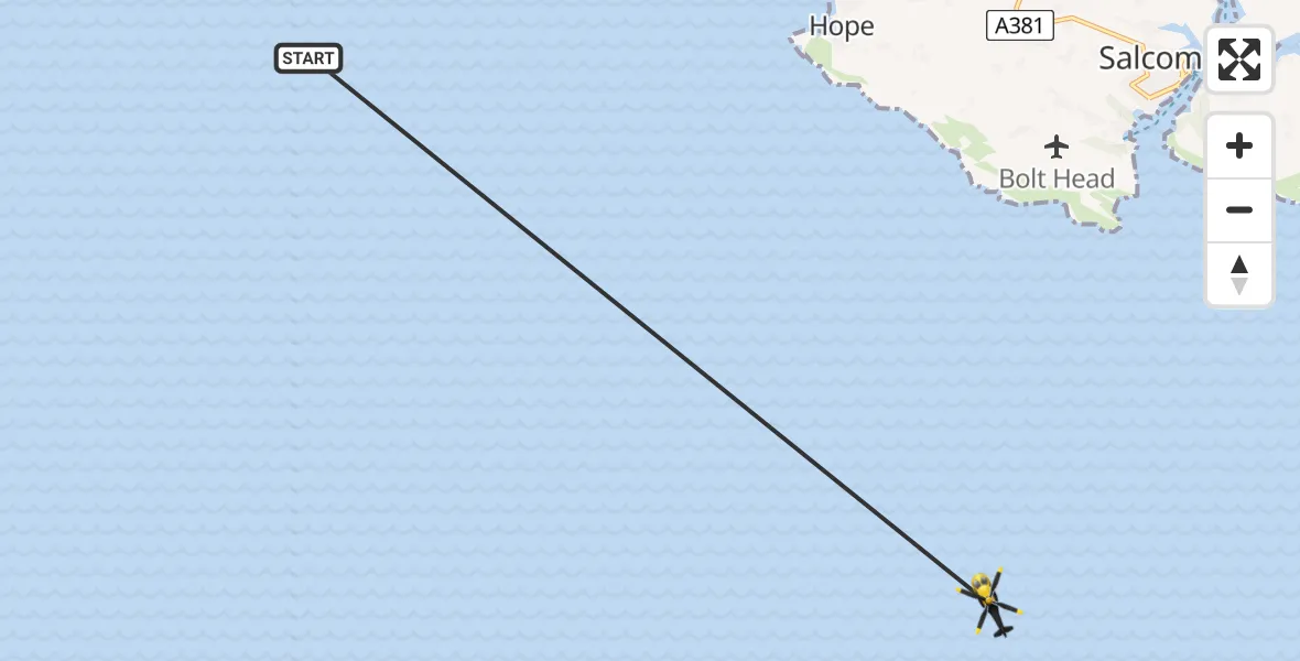 Flight route Police Helicopter English Channel - English Channel, 24 June 2026, 14:59