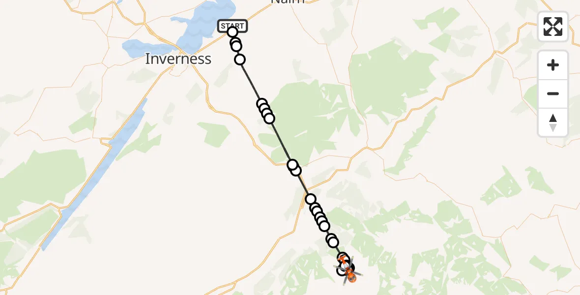 Flight route Coastguard Helicopter Inverness Airport - Coire an Lochain, 24 June 2026, 15:04
