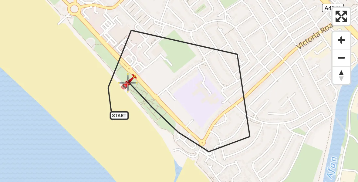 Flight route Air Ambulance Helicopter Sandfields East - Sandfields East, 24 June 2026, 15:32