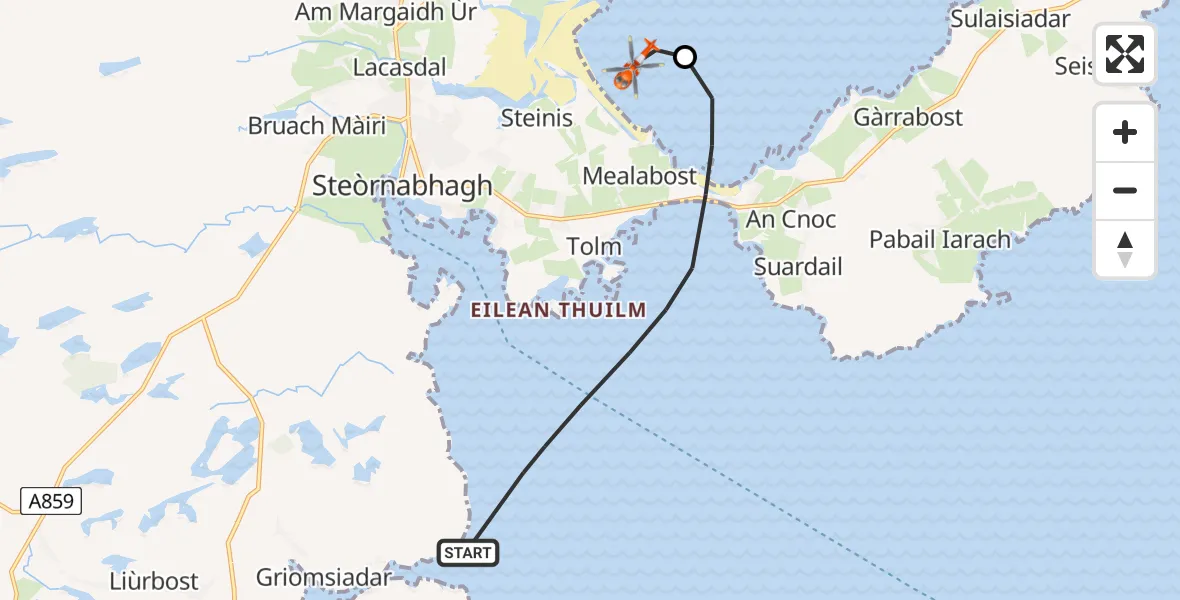 Flight route Coastguard Helicopter Inner Seas - Mealabost, 24 June 2026, 15:54