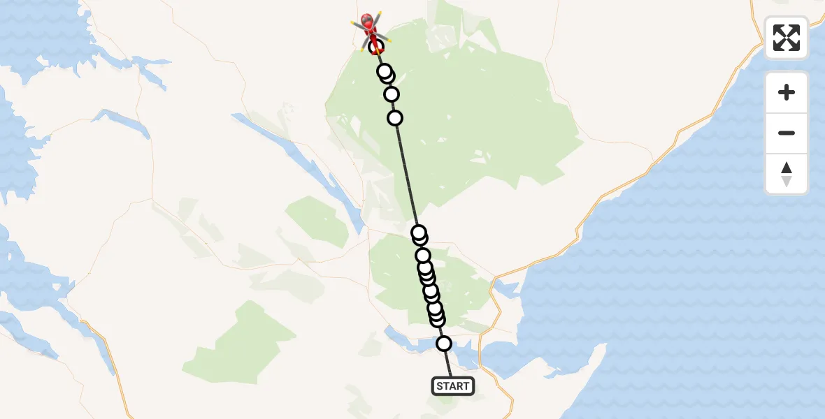Flight route Air Ambulance Helicopter Edderton - Altnaharra, 24 June 2026, 15:58