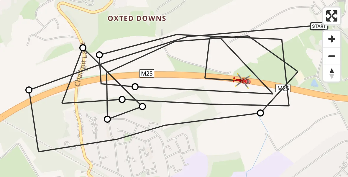 Flight route Air Ambulance Helicopter Limpsfield - Limpsfield, 24 June 2026, 16:46