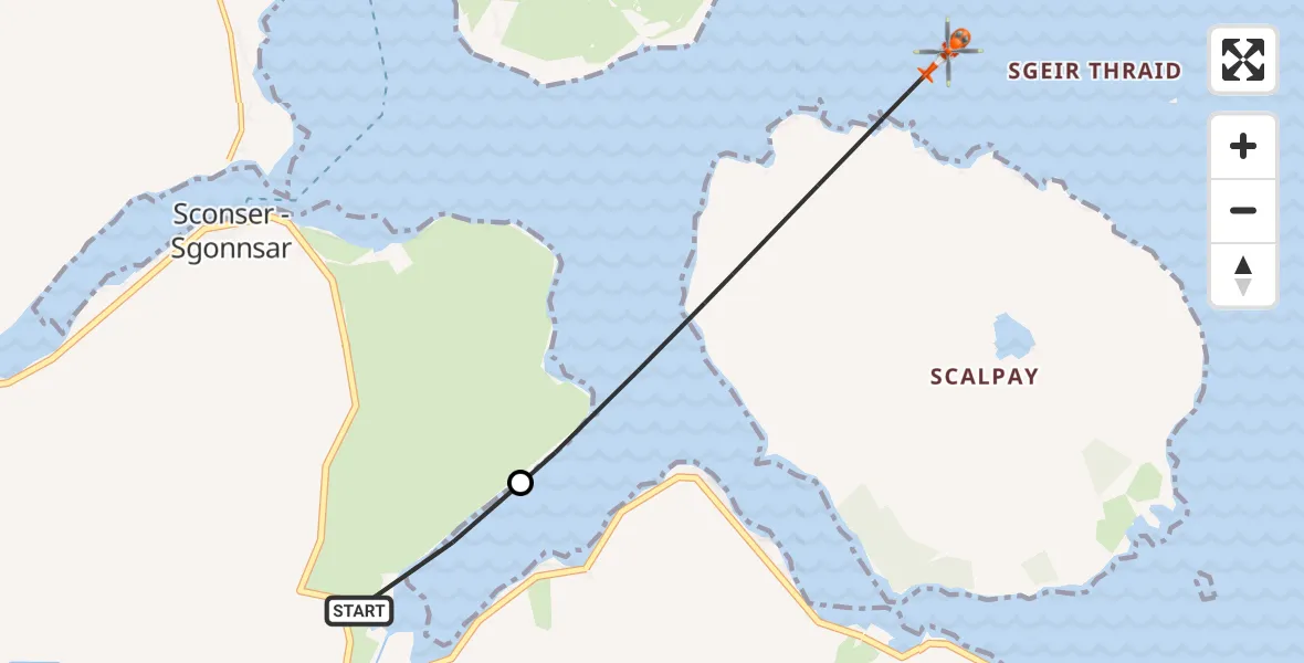 Flight route Coastguard Helicopter Highland - Inner Seas, 24 June 2026, 17:15