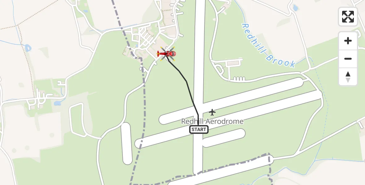 Flight route Air Ambulance Helicopter Redhill Aerodrome - Redhill Aerodrome, 24 June 2026, 23:53