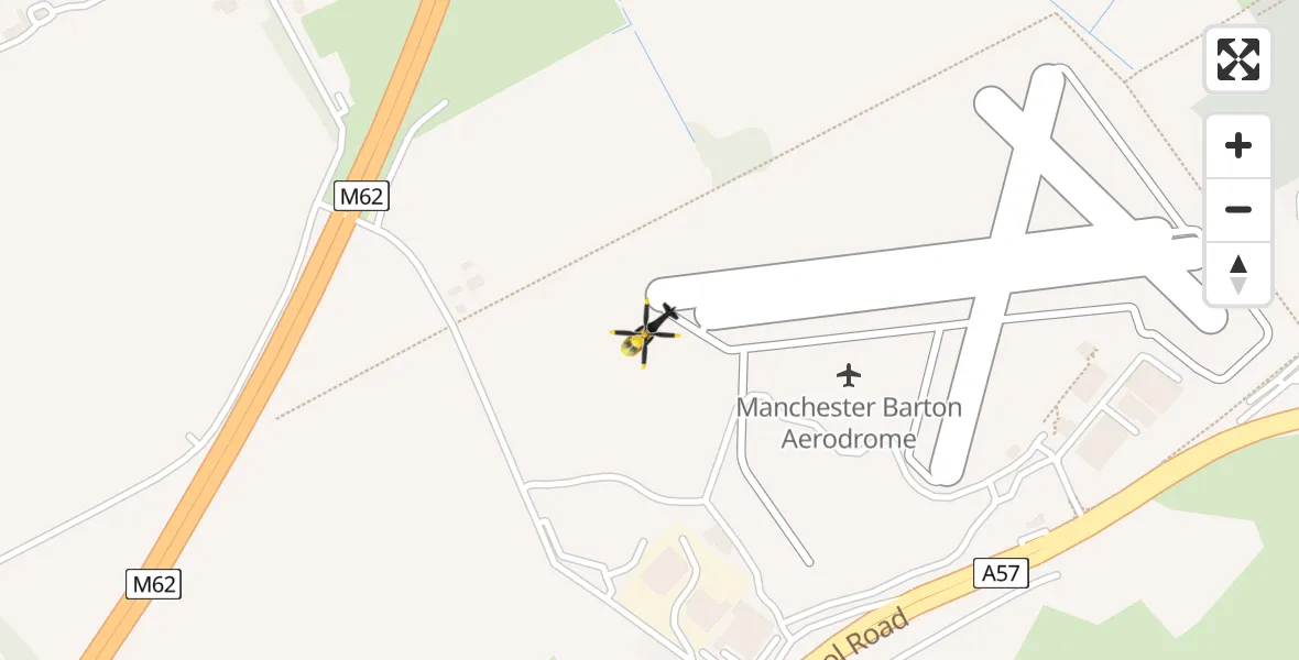 Flight route Police Helicopter Manchester Barton Aerodrome - Manchester Barton Aerodrome, 25 June 2026, 02:00