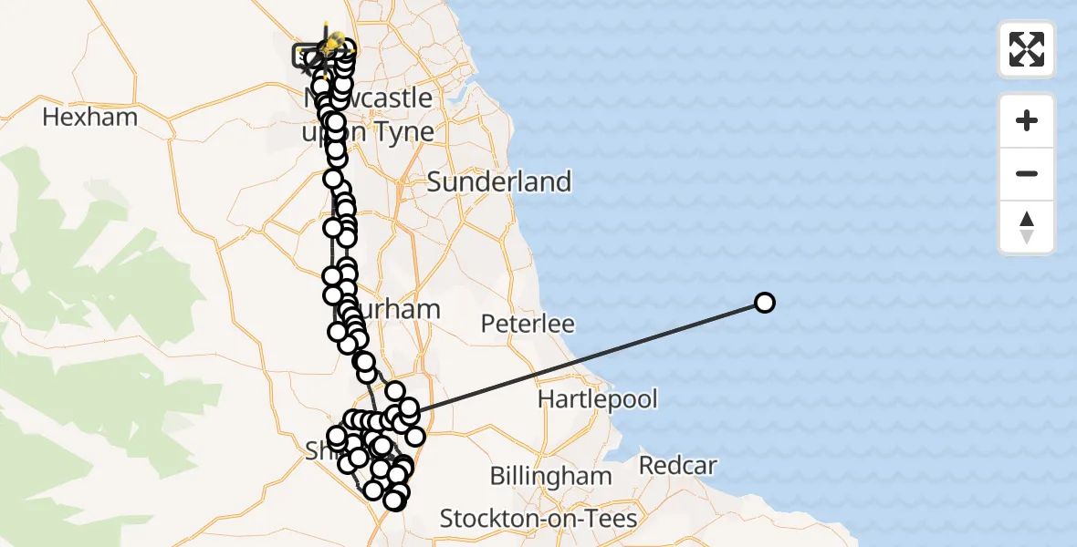Flight route Police Helicopter Newcastle International Airport - Newcastle International Airport, 25 June 2026, 03:15