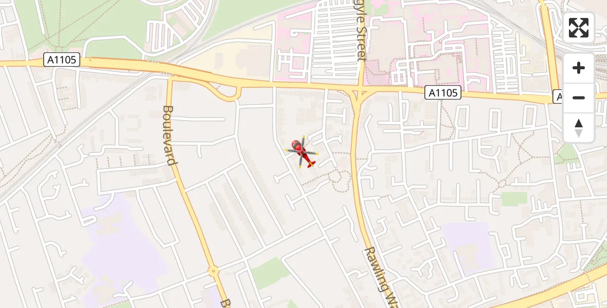 Flight route Air Ambulance Helicopter Hull Royal Infirmary - Hull Royal Infirmary, 25 June 2026, 07:22