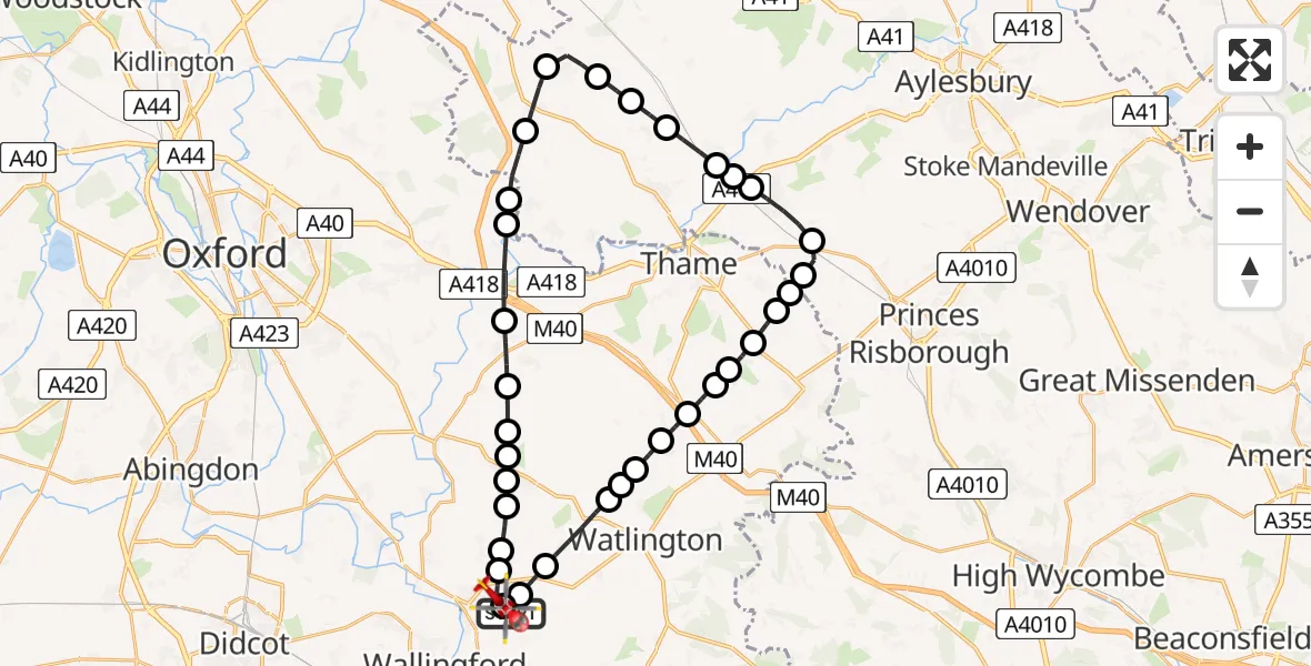 Flight route Air Ambulance Helicopter RAF Benson - RAF Benson, 25 June 2026, 10:55