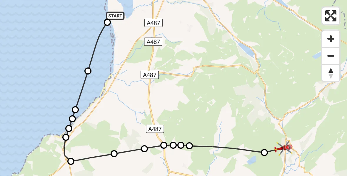 Flight route Air Ambulance Helicopter Caernarfon Airport - Nantmor, 25 June 2026, 11:02