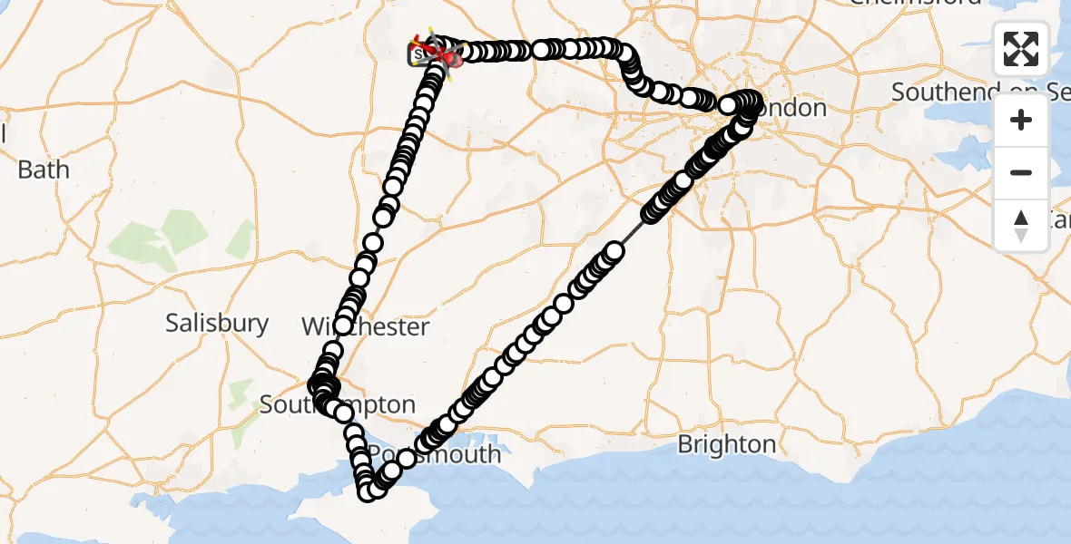 Flight route Air Ambulance Helicopter RAF Benson - RAF Benson, 25 June 2026, 12:40