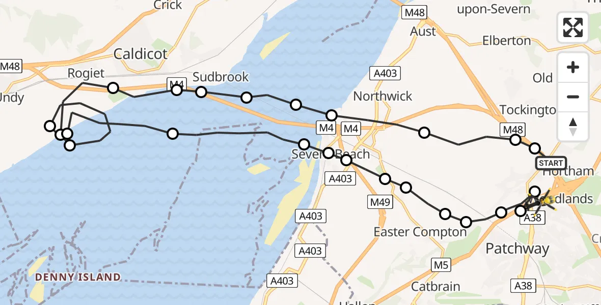 Flight route Police Helicopter Hortham - Woodlands, 25 June 2026, 13:17