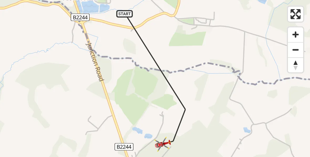 Flight route Air Ambulance Helicopter Hawkhurst - Hawkhurst, 25 June 2026, 16:58