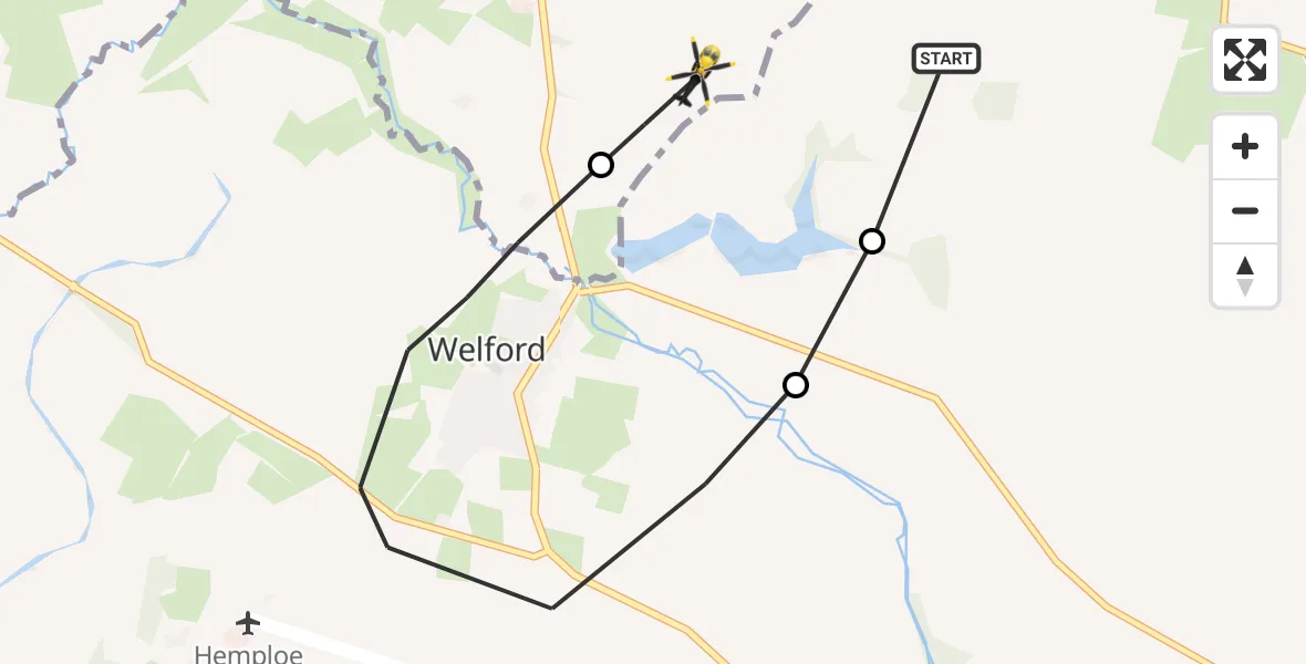 Flight route Police Helicopter Sibbertoft - Welford, 25 June 2026, 17:23