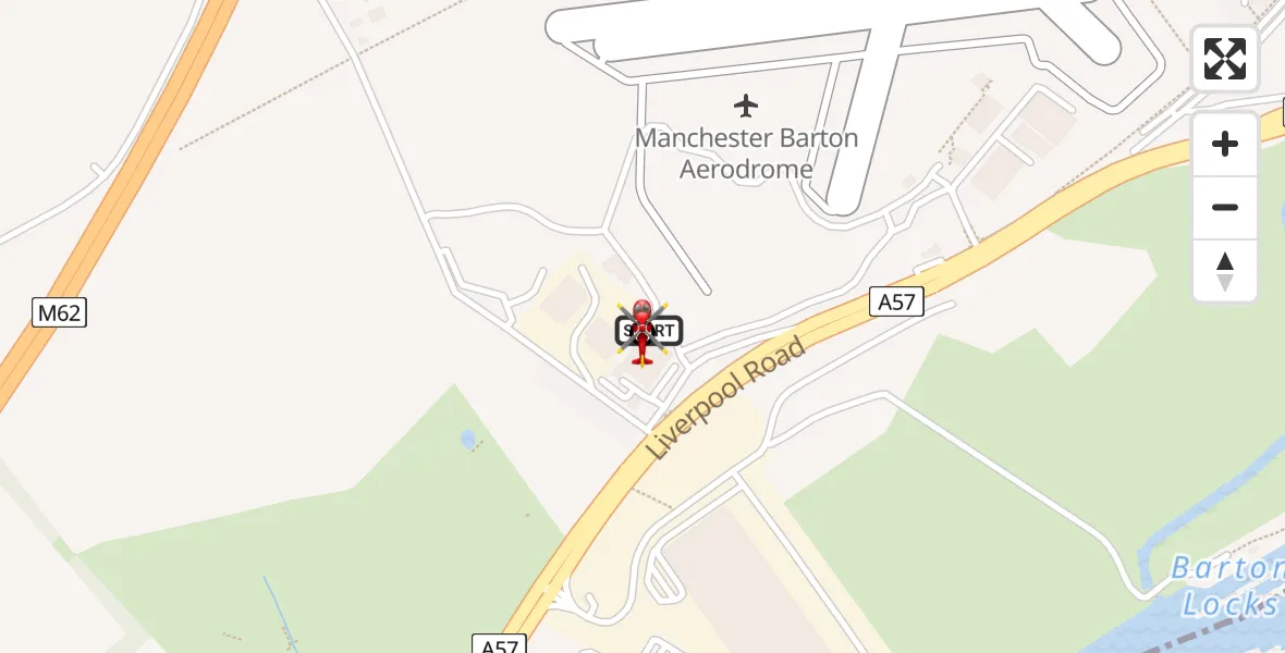 Flight route Air Ambulance Helicopter Manchester Barton Aerodrome - Irlam, 25 June 2026, 17:35