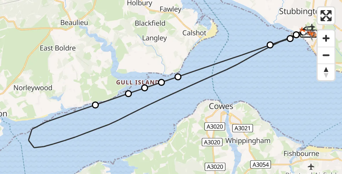 Flight route Coastguard Helicopter Solent Airport - Solent Airport, 25 June 2026, 18:53