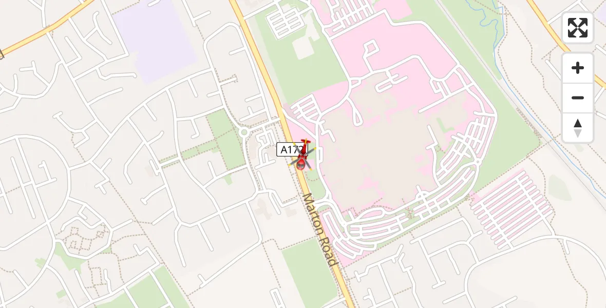 Flight route Air Ambulance Helicopter James Cook University Hospital - James Cook University Hospital, 25 June 2026, 20:03