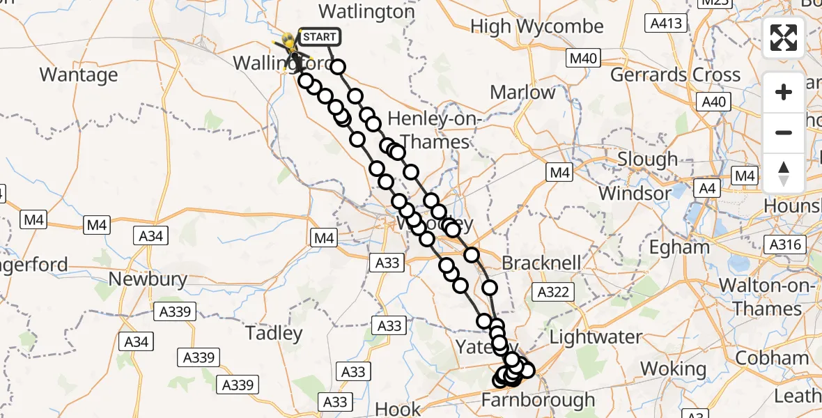 Flight route Police Helicopter Ewelme - Crowmarsh Gifford, 25 June 2026, 20:46