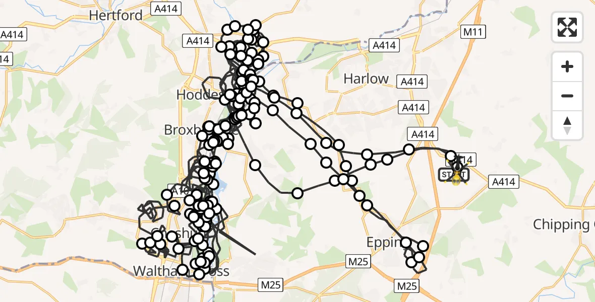 Flight route Police Helicopter North Weald Airfield - North Weald Airfield, 26 June 2026, 00:10