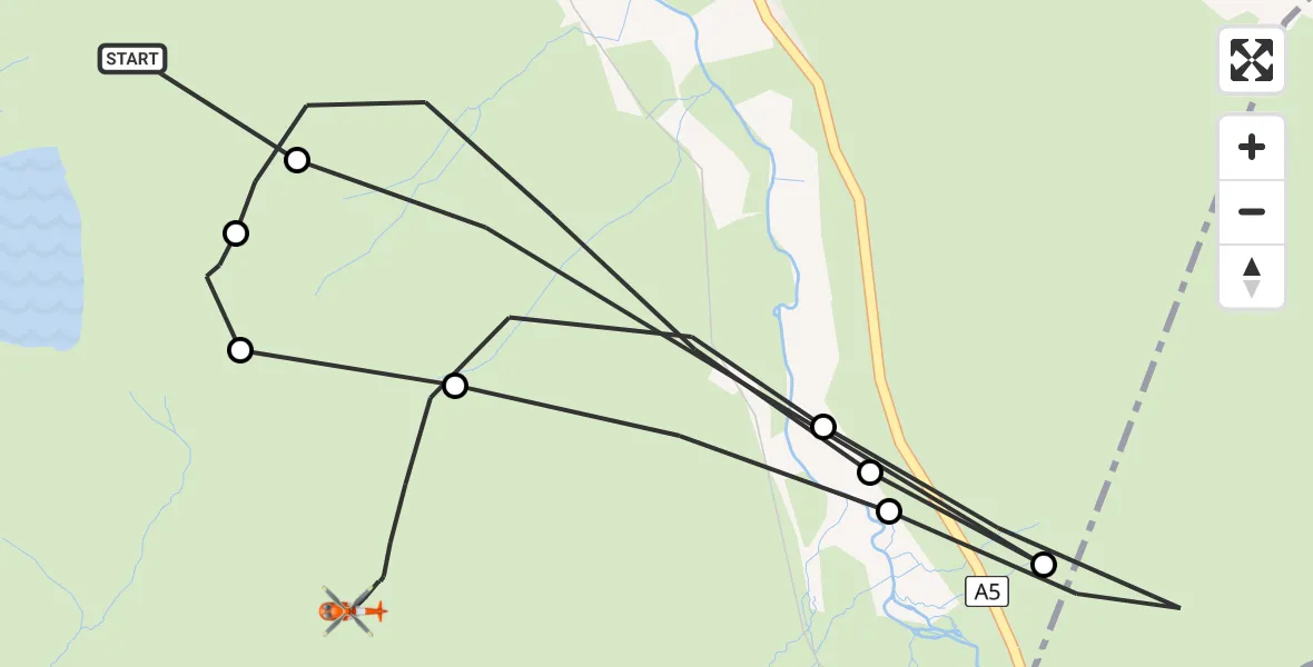 Flight route Coastguard Helicopter Llanddeiniolen - Llandygai, 26 June 2026, 10:26