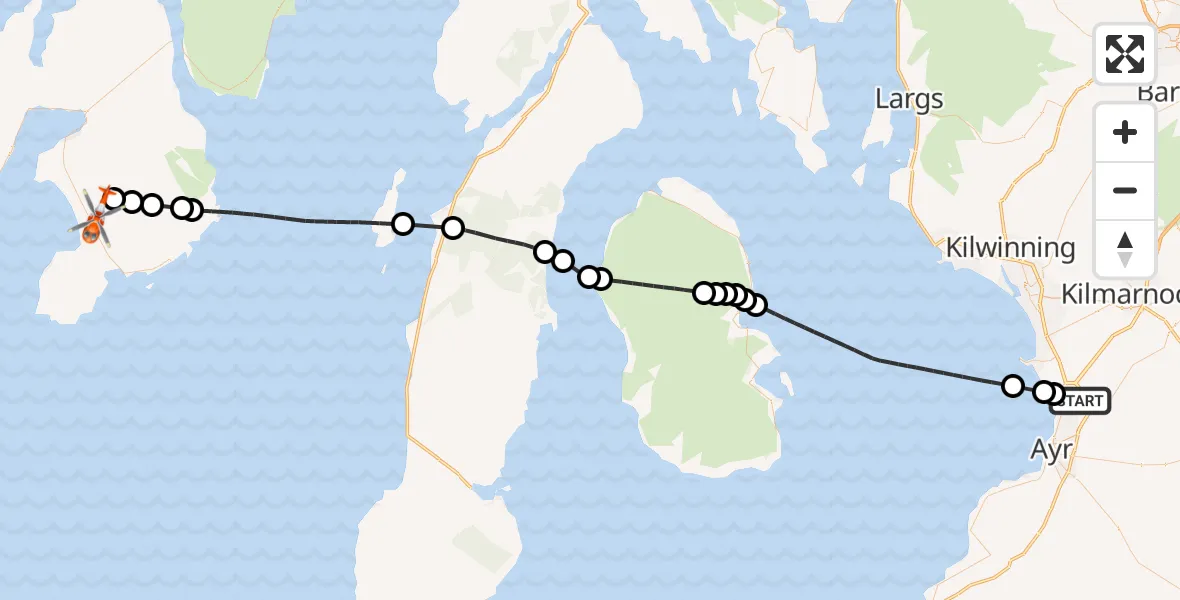 Flight route Coastguard Helicopter Glasgow Prestwick Airport - Glenegedale, 26 June 2026, 11:17