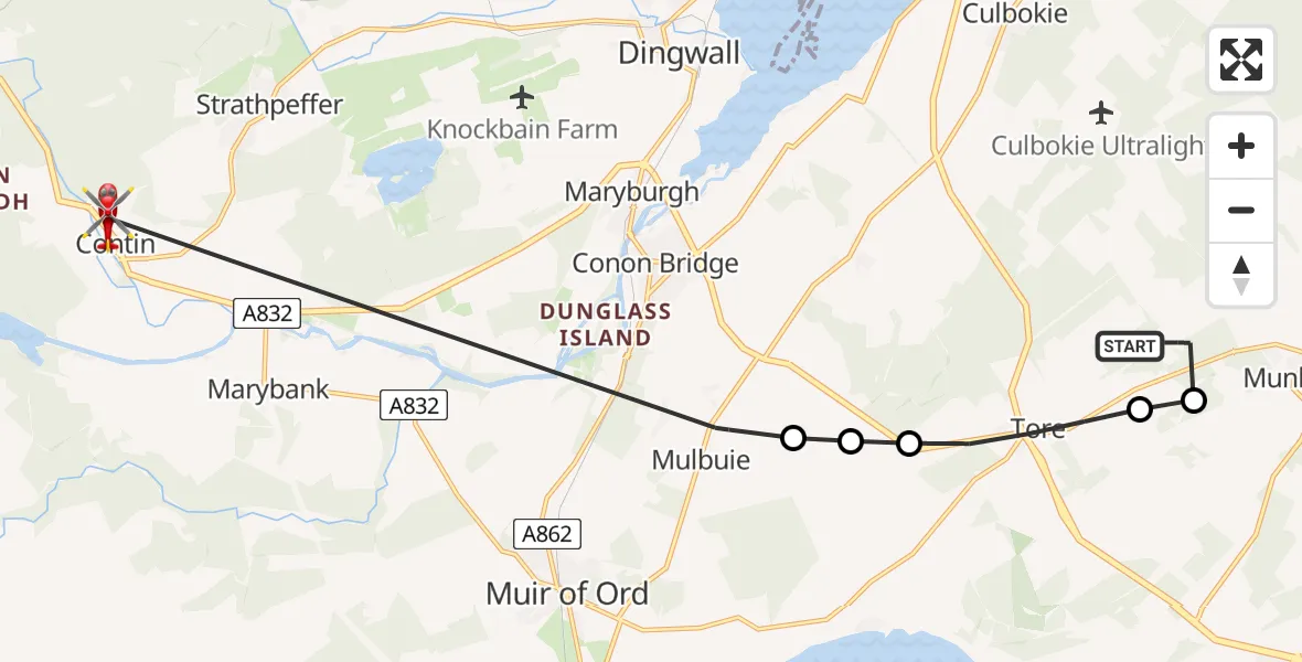 Flight route Air Ambulance Helicopter Tore - Contin, 26 June 2026, 13:38