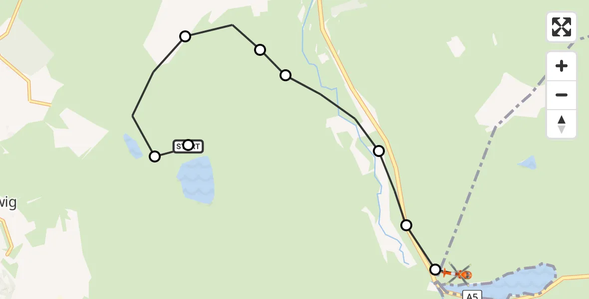 Flight route Coastguard Helicopter Dinorwig - Llandygai, 26 June 2026, 14:15