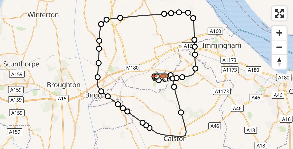 Flight route Coastguard Helicopter Humberside Airport - Humberside Airport, 26 June 2026, 14:30