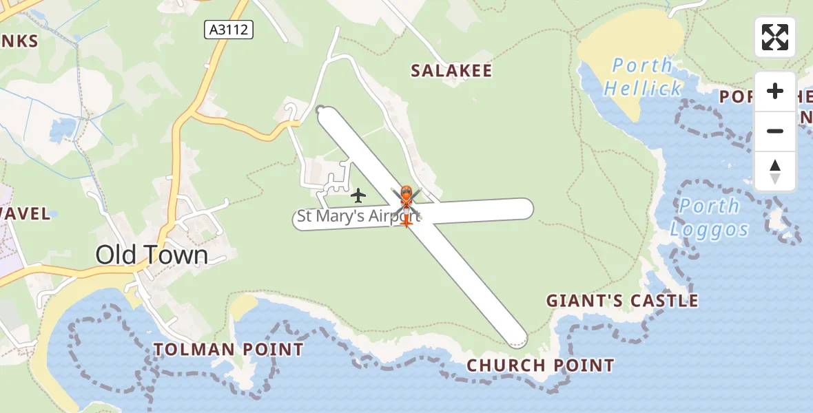 Flight route Coastguard Helicopter St. Mary's Airport - St. Mary's Airport, 26 June 2026, 15:31