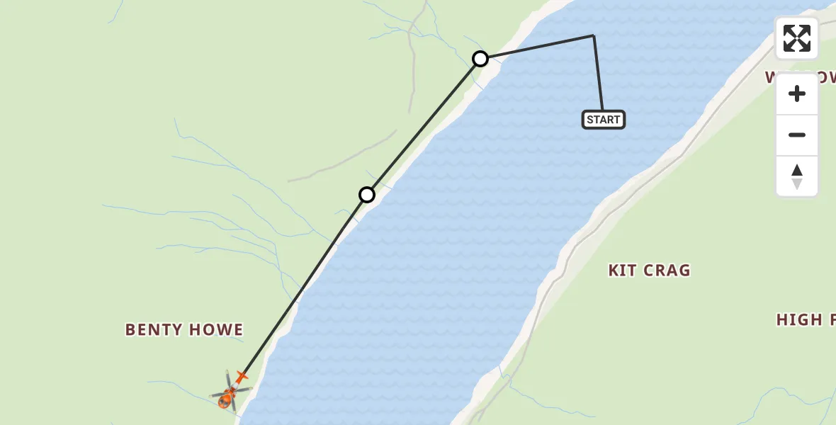Flight route Coastguard Helicopter Haweswater Reservoir - Bampton, 26 June 2026, 16:52