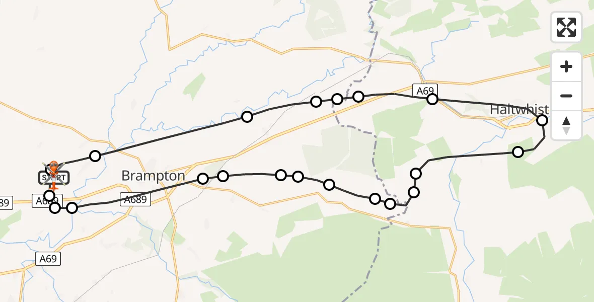 Flight route Coastguard Helicopter Carlisle Lake District Airport - Carlisle Lake District Airport, 26 June 2026, 19:34