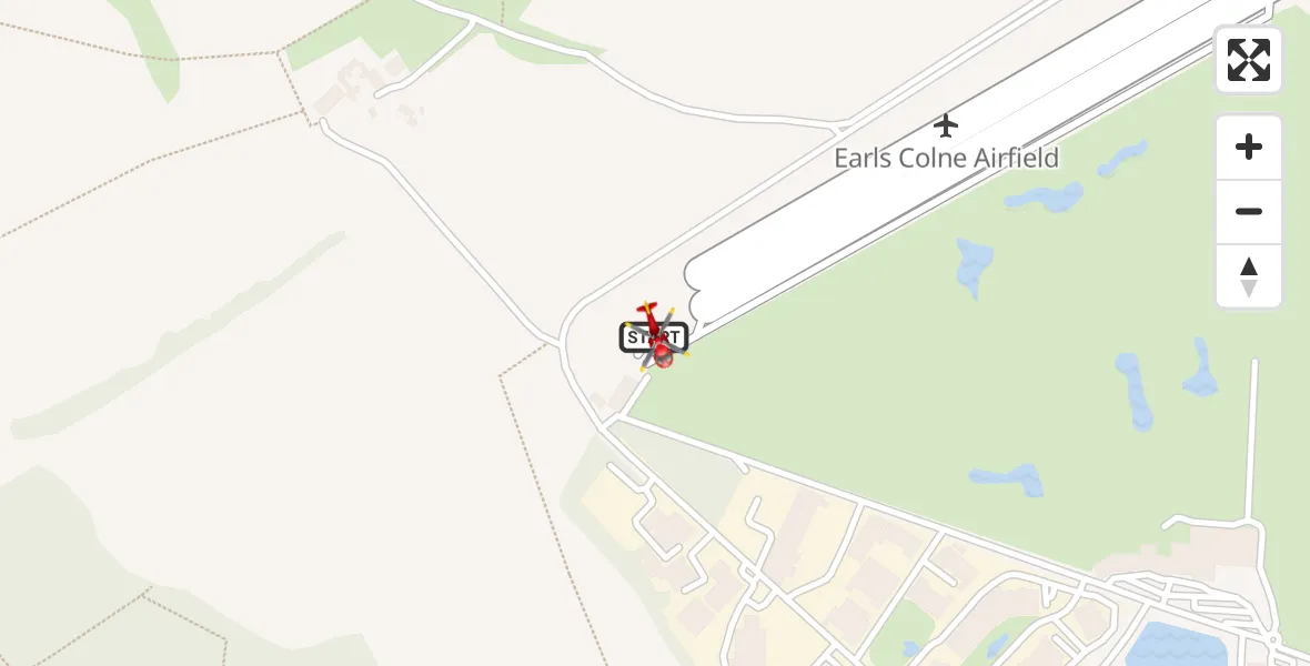Flight route Air Ambulance Helicopter Earls Colne Airfield - Earls Colne Airfield, 27 June 2026, 08:02