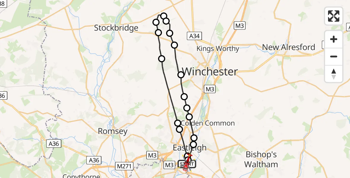 Flight route Air Ambulance Helicopter Southampton Airport - Southampton Airport, 27 June 2026, 08:19