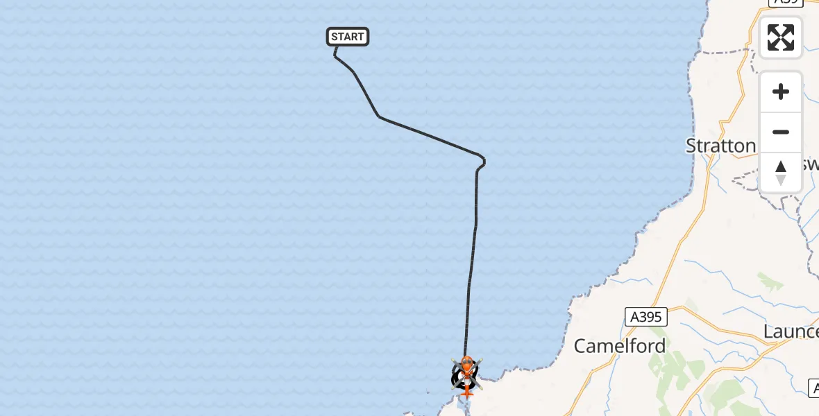 Flight route Coastguard Helicopter Bristol Channel - New Polzeath, 27 June 2026, 09:34