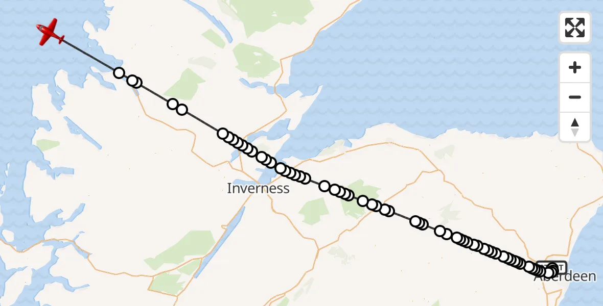 Flight route Air Ambulance Aircraft Bankhead - Inner Seas, 27 June 2026, 10:56