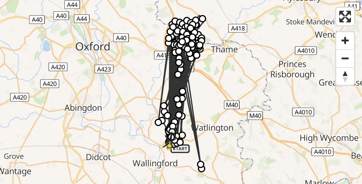 Flight route Police Helicopter Ewelme - Benson, 27 June 2026, 12:43