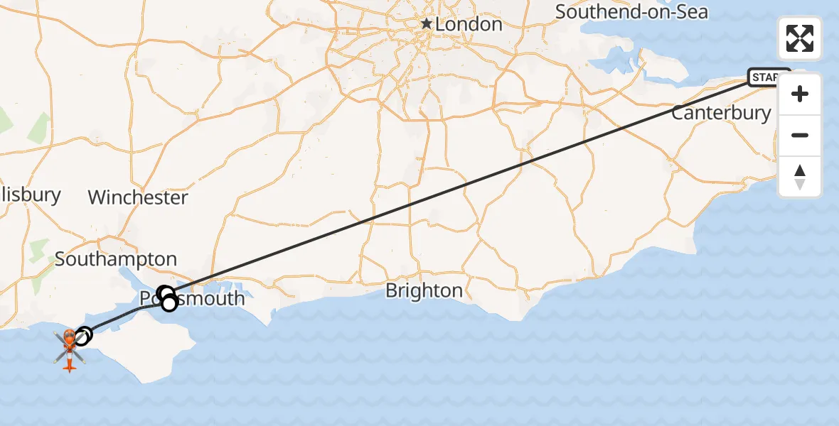 Flight route Coastguard Helicopter Minnis Bay - English Channel, 27 June 2026, 13:42